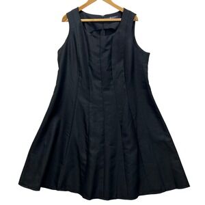 Roaman's Sleeveless Fit and Flare A Line Dress Womens 22W Black Square Neck Midi